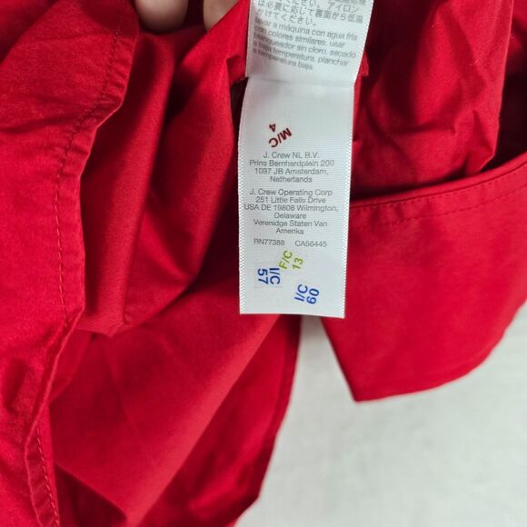 Madewell Poplin Easy Y-Neck Button-Up Shirt Red Women Sm 100% Cotton Relaxed Fit - Picture 12 of 13